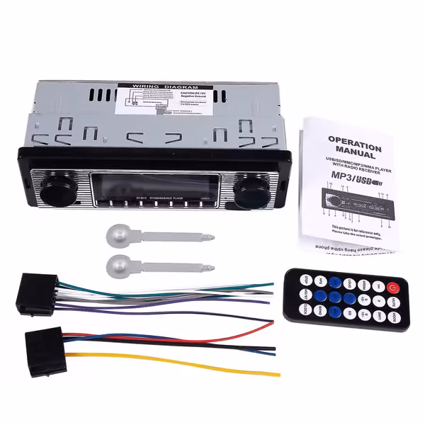 Bluetooth Vintage Bilradio, MP3-spiller Stereo, USB AUX Klassisk Bilstereo Lyd