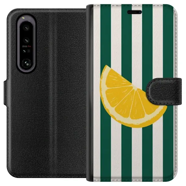 Sony Kompatibelt Lommeboketui til Sony Xperia 1 IV Sitrontrykk gul sitrus frukt sommerkjøkken mønster retro design tapet inspirasjon frisk stil
