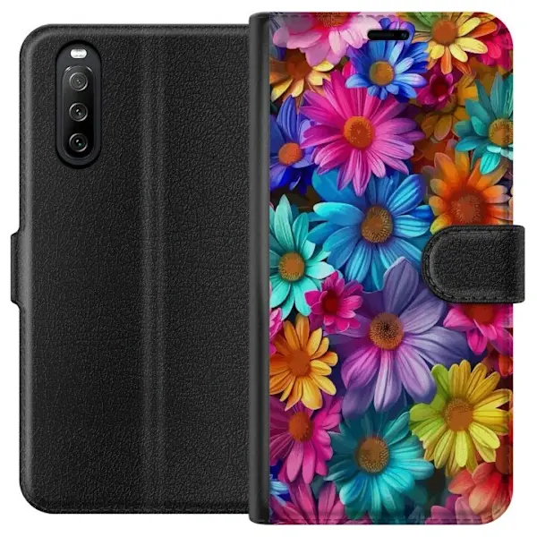 Sony Kompatibelt Lommeboketui til Sony Xperia 10 III Gerbera Blomster Fargerikt Dekor Blomstmotiv Populær Hjemmedekorasjon Fargerik Veggbilde Design