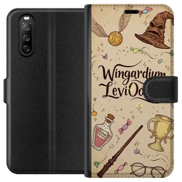 Sony Kompatibelt Lommeboketui til Sony Xperia 10 III Harry Potter Wingardium Leviosa magiske ikoner trollstav Gullsnoppen Potter illustrasjon