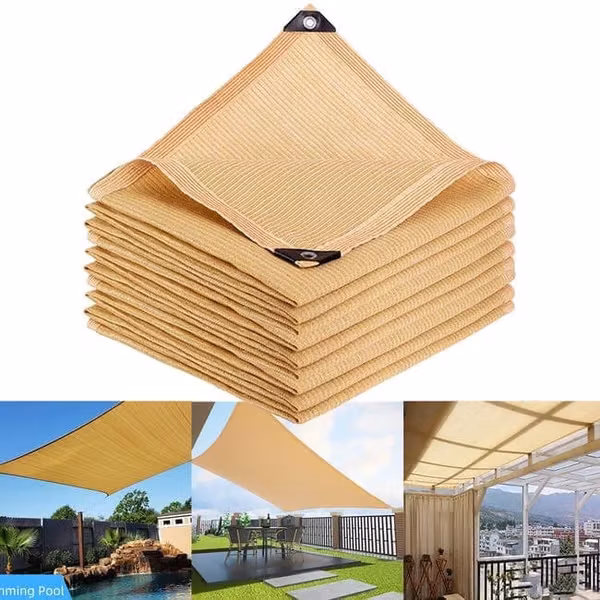 Solseil 3x5m UV-beskyttelse 95%, Skyggeseil & Skyggenett for uteplass, hage, basseng, terrasse