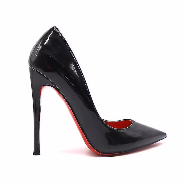 Røde pumps med såle for kvinner, nye sexy bunn spisse svarte tynne høyhælte sko 8cm grunne sexy bryllupssko-WELLNGS