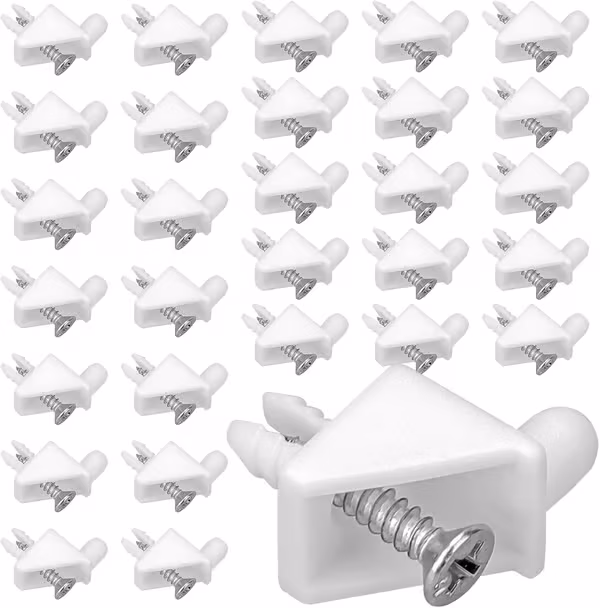 30 stk 5 mm hvite hyllebærepinner, egnet for IKEA PAX og BILLY serien hylleenheter og komplette garderober, kan brukes som reservedeler