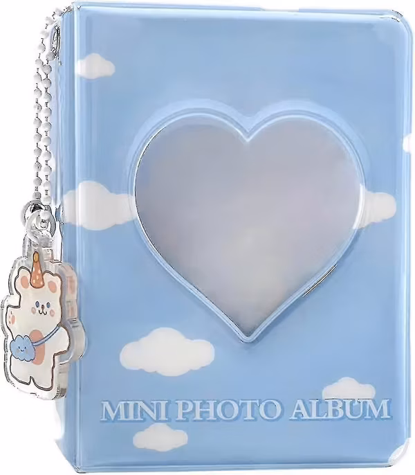 3-tommers Kpop Fotokortholder Mini Album - Sommerfugl Kjærlighet Hjerte Hul 40 Lommer Navnekortbok med Anheng