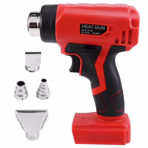 360W Trådløs Varmluftpistol Bærbar 400°C Varmluftpistol med 4 Dyser Passer for Milwaukee 18V Batteri