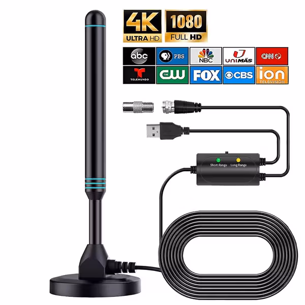 TV-antenne - Innendørs/utendørs, antenne for Smart-TV, TV-antenne for lokale kanaler, HD-antenne for TV 4k 1080p, 200 tommers kabel -GSL ZD R