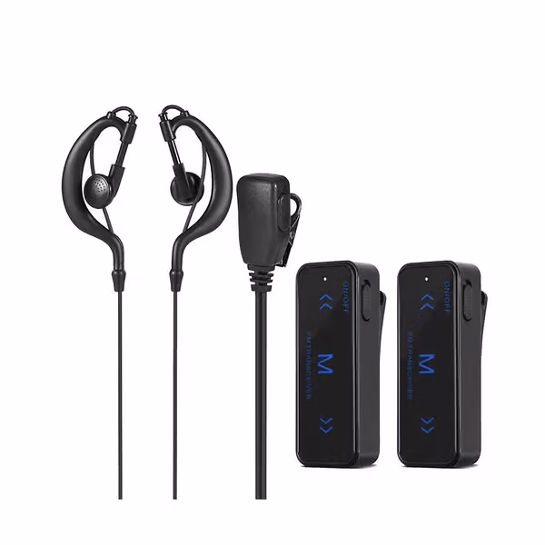 FMYSJ 2 stk Mini Walkie Talkie 400-470MHz 2-veis Radio 3W Sender/Mottaker Ørepropp Hodetelefon Ørevarmer USB-drevet (FMY)
