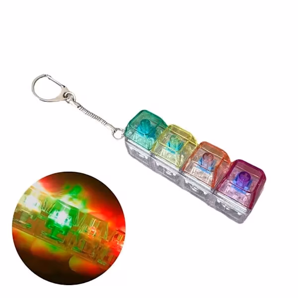 Tastaturleke for voksne, tastaturklikker nøkkelring med LED-lys, lindrer angst, assorterte farger tilgjengelig, én størrelse