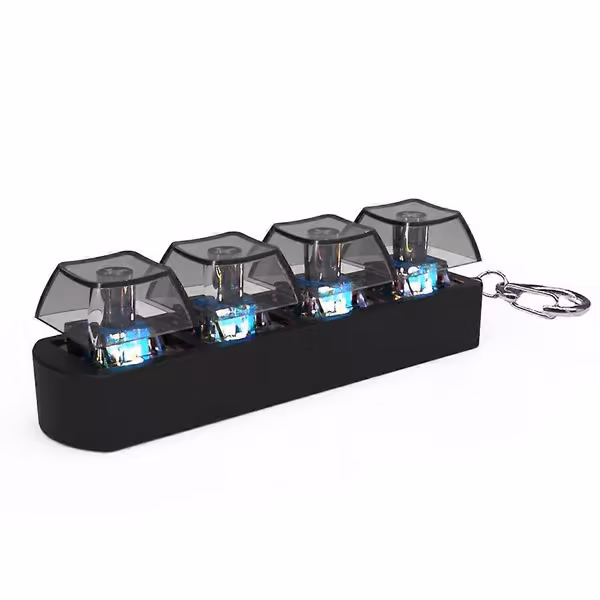 4 taster tastaturtaster Fidget leketøy stressavlastning DIY tastaturtaster leketøy tastaturhetter fingerknapp Fidget fingertaster B svart