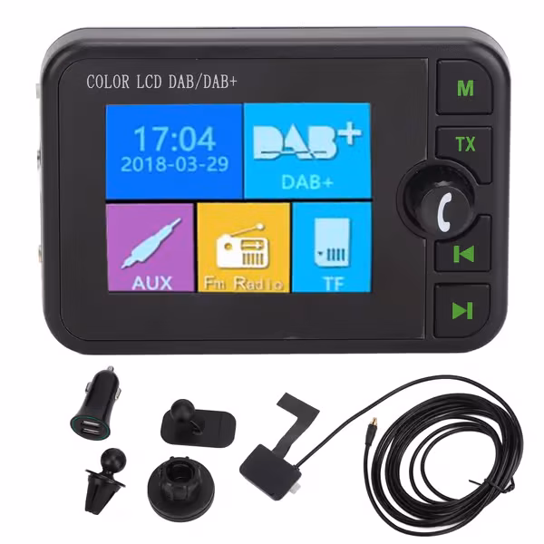 Bil Bluetooth Digital Mottaker DAB DAB+ FM Bluetooth Handsfree 2.4 tommers Farge LCD Skjerm 3.5mm Jack Digital Bilradio