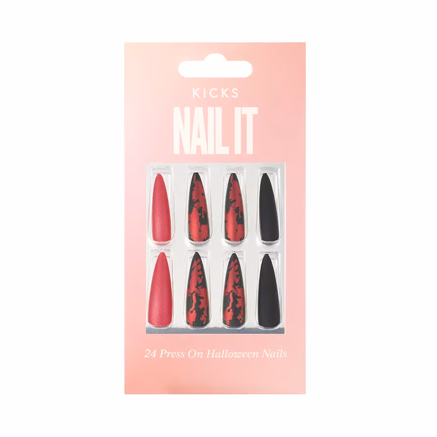 Kicks Beauty Nail It - 24 Press On Halloween Nails Black/Red