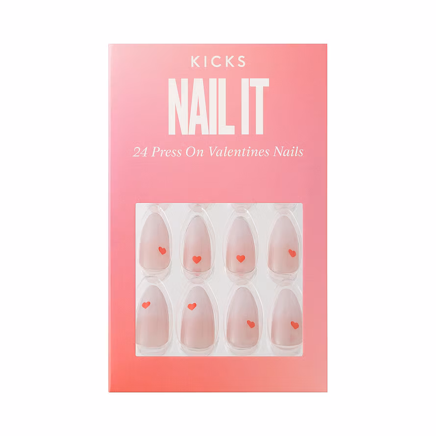 Kicks Beauty Press On Nails Valentines Hearts