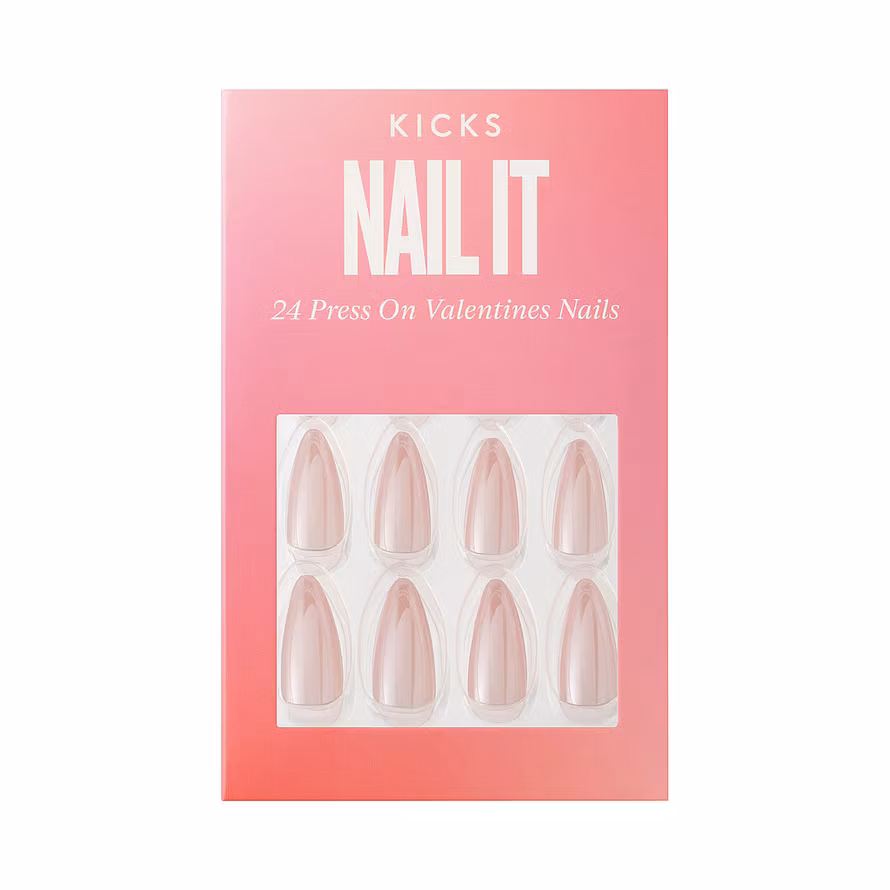 Kicks Beauty Press On Nails Valentines Pink Glaze