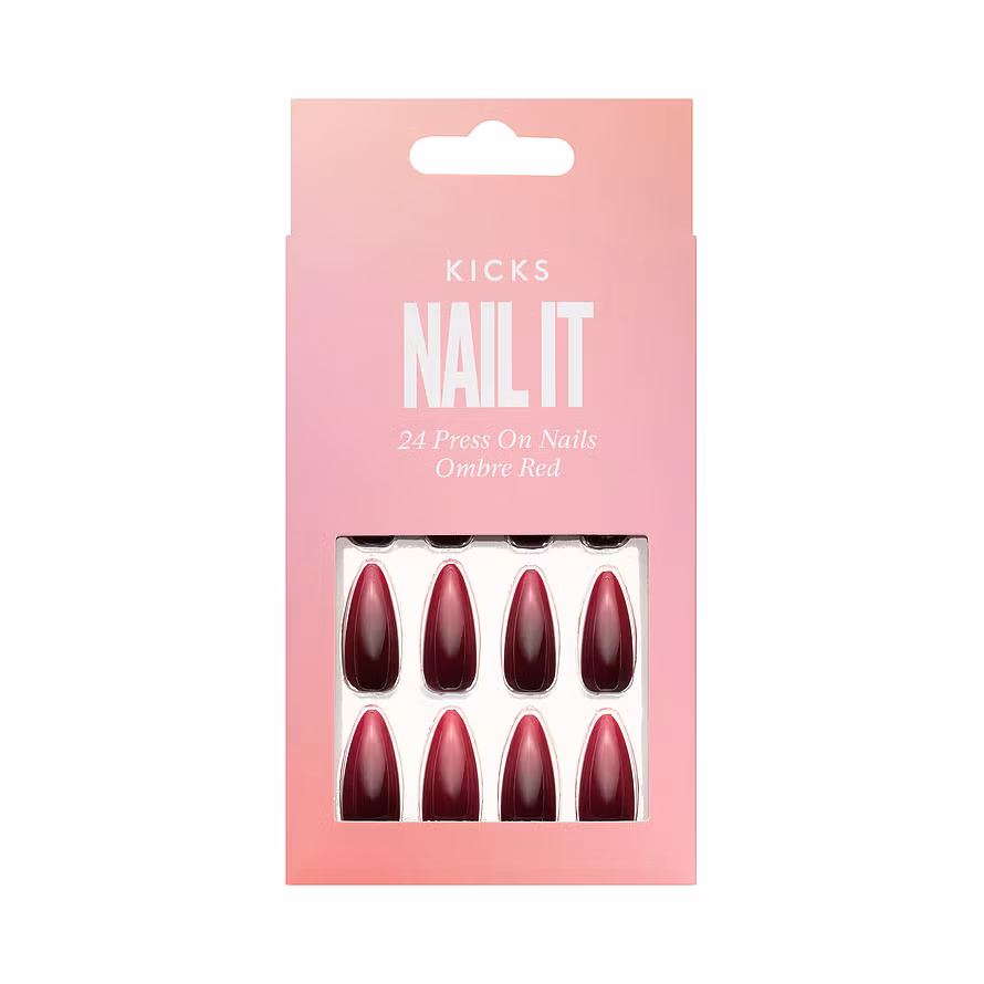 Kicks Beauty Nail It - 24 Press On Nails Ombre Red