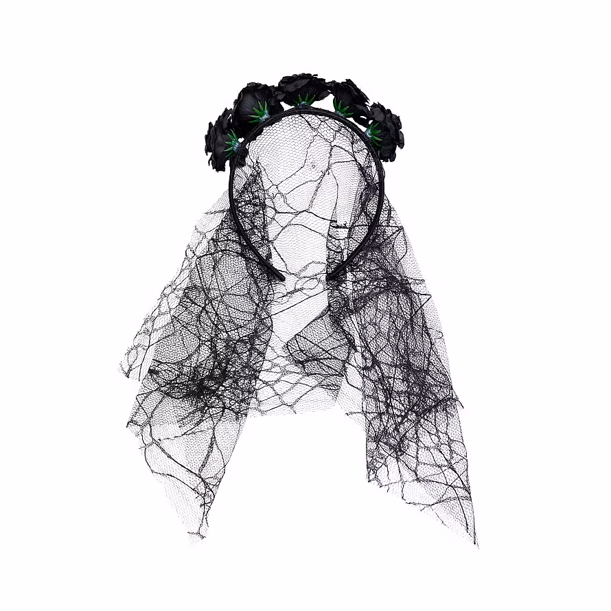 Kicks Beauty Flower Veil Headband Black