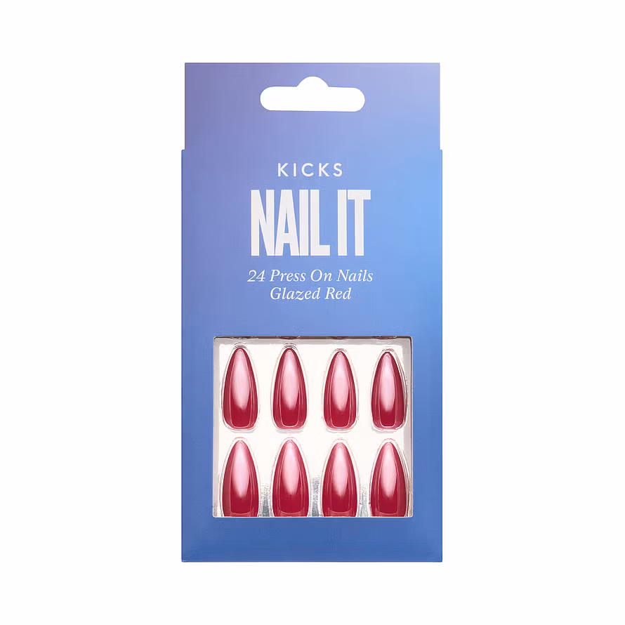 Kicks Beauty Nail It - 24 Press On Nails Glazed Red