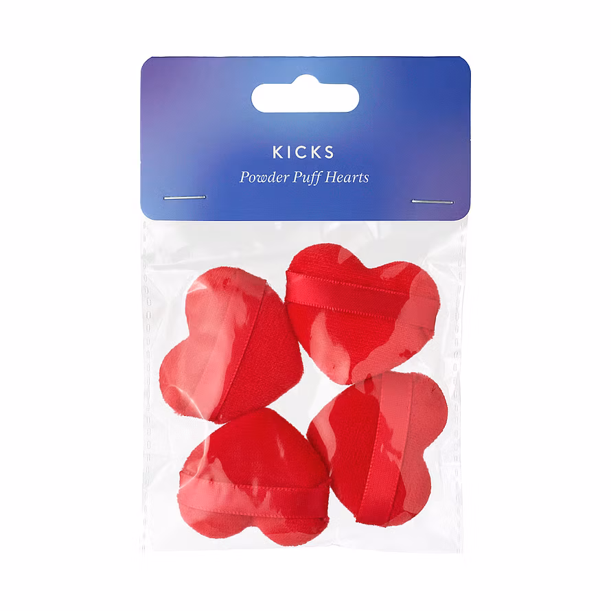 Kicks Beauty Powder Puff Hearts 4 pcs Red