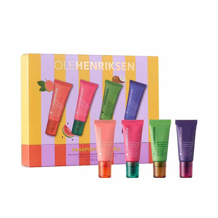 Ole Henriksen Pout Preserve Peptide Lip Treatment Orange, pink, green, purple