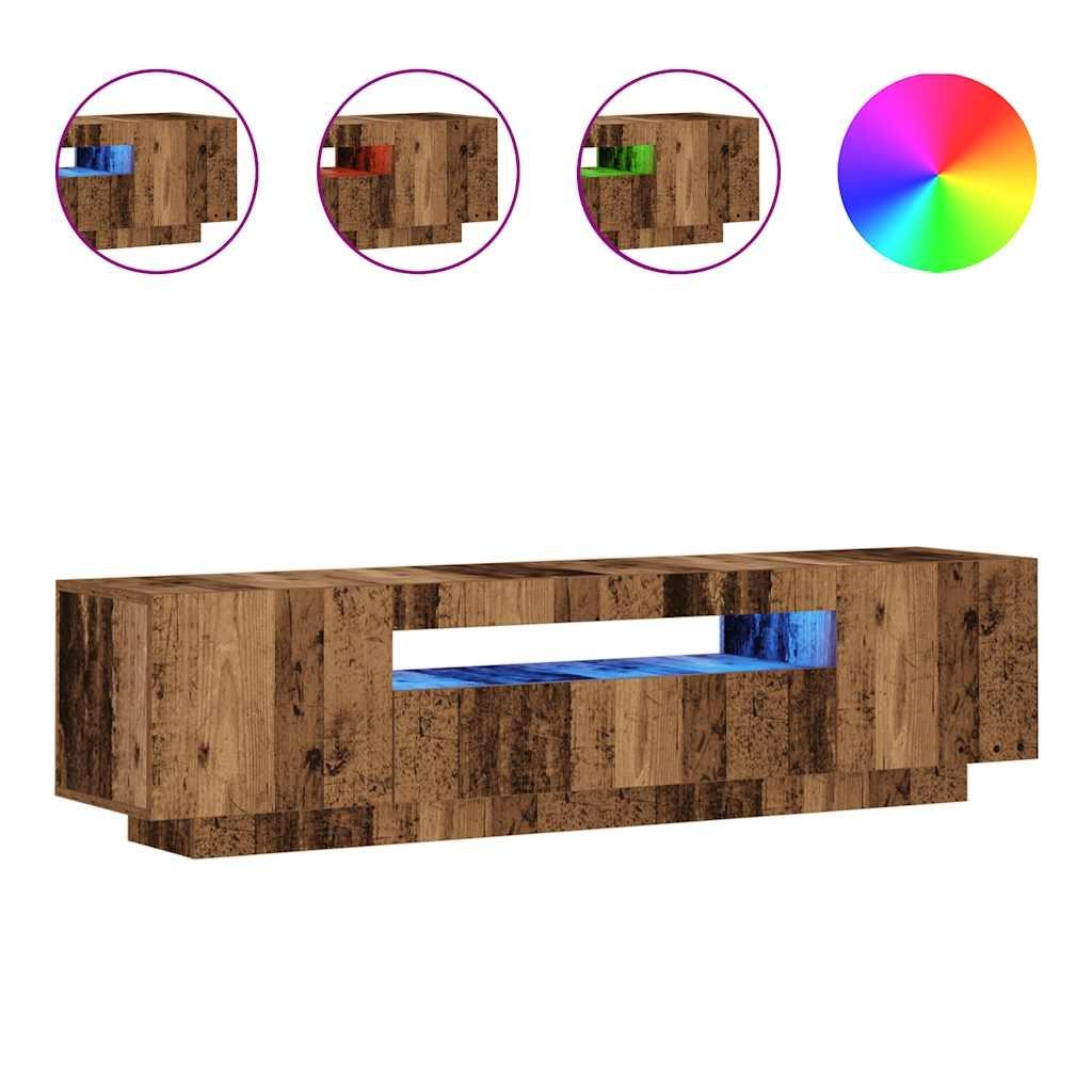 vidaXL vidaXL TV-benk med LED-lys gammelt tre 160x35x40 cm konstruert tre