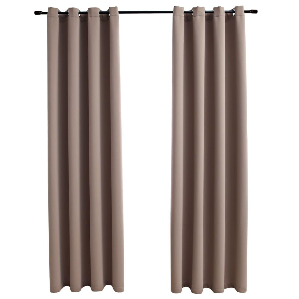 vidaXL vidaXL Lystette gardiner med metallringer 2 stk gråbrun 140x225 cm