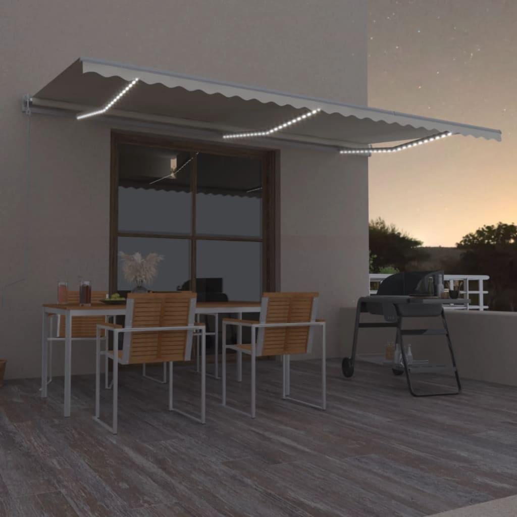 vidaXL vidaXL Automatisk markise med vindsensor og LED 600x350 cm kremhvit
