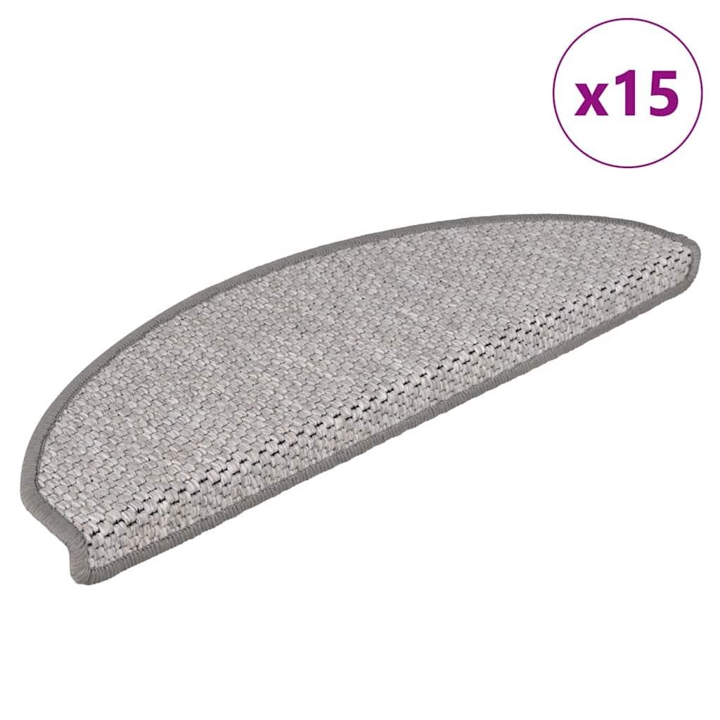 vidaXL vidaXL Selvklebende trappematter sisal 15 stk 65x21x4 cm platina