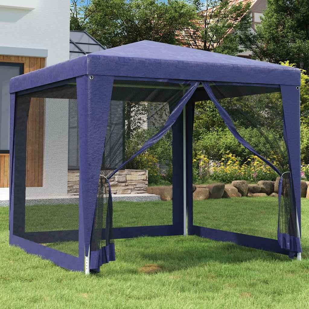 vidaXL vidaXL Festtelt med 4 sidevegger av netting blå 2,5x2,5 m HDPE
