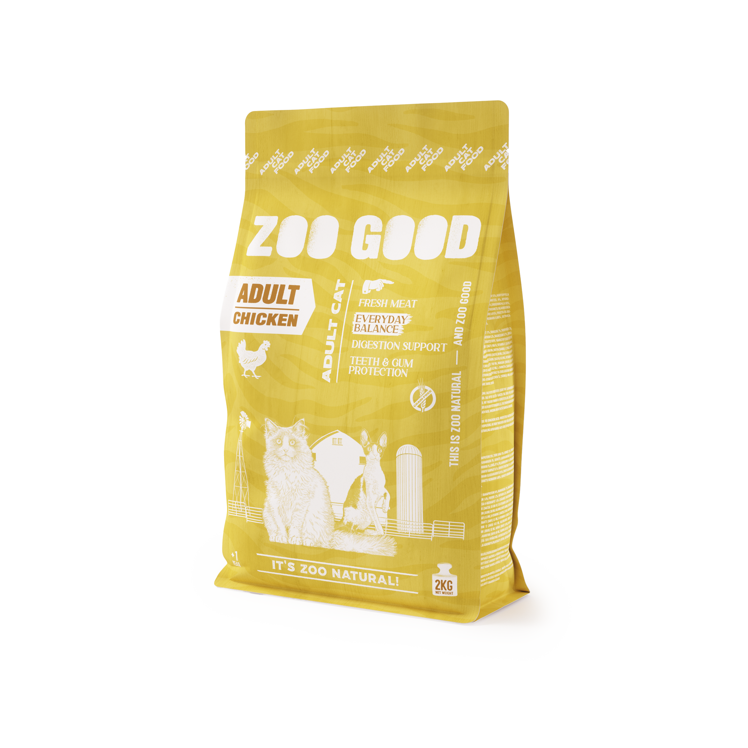 ZOO GOOD Adult - Kornfri kylling 2 kg - Katt - Kattefôr & kattemat - Tørrfôr for katt - ZOO GOOD