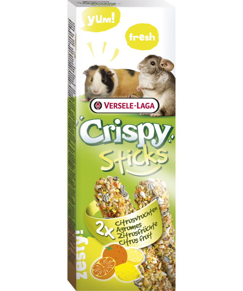 Versele-Laga CrispySticks GuineaPig-Chinchilla Citrus 2-pk. - Smådyr - Godbiter og gnagestenger - Frøstenger og Kräcker - Versele-Laga