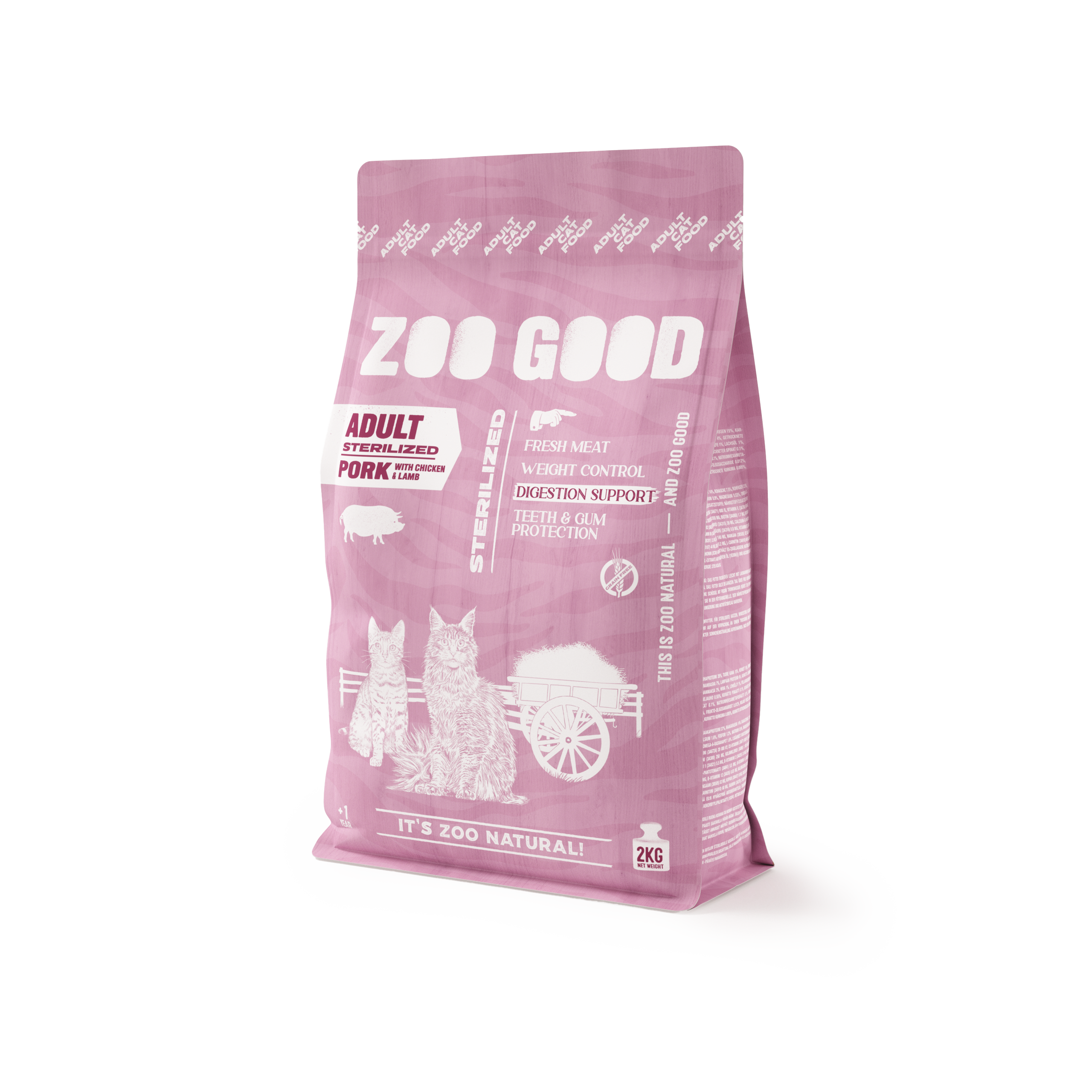 ZOO GOOD Sterilisert Adult - Kornfritt svinekjøtt og lam 2 kg - Katt - Kattefôr & kattemat - Tørrfôr for katt - ZOO GOOD