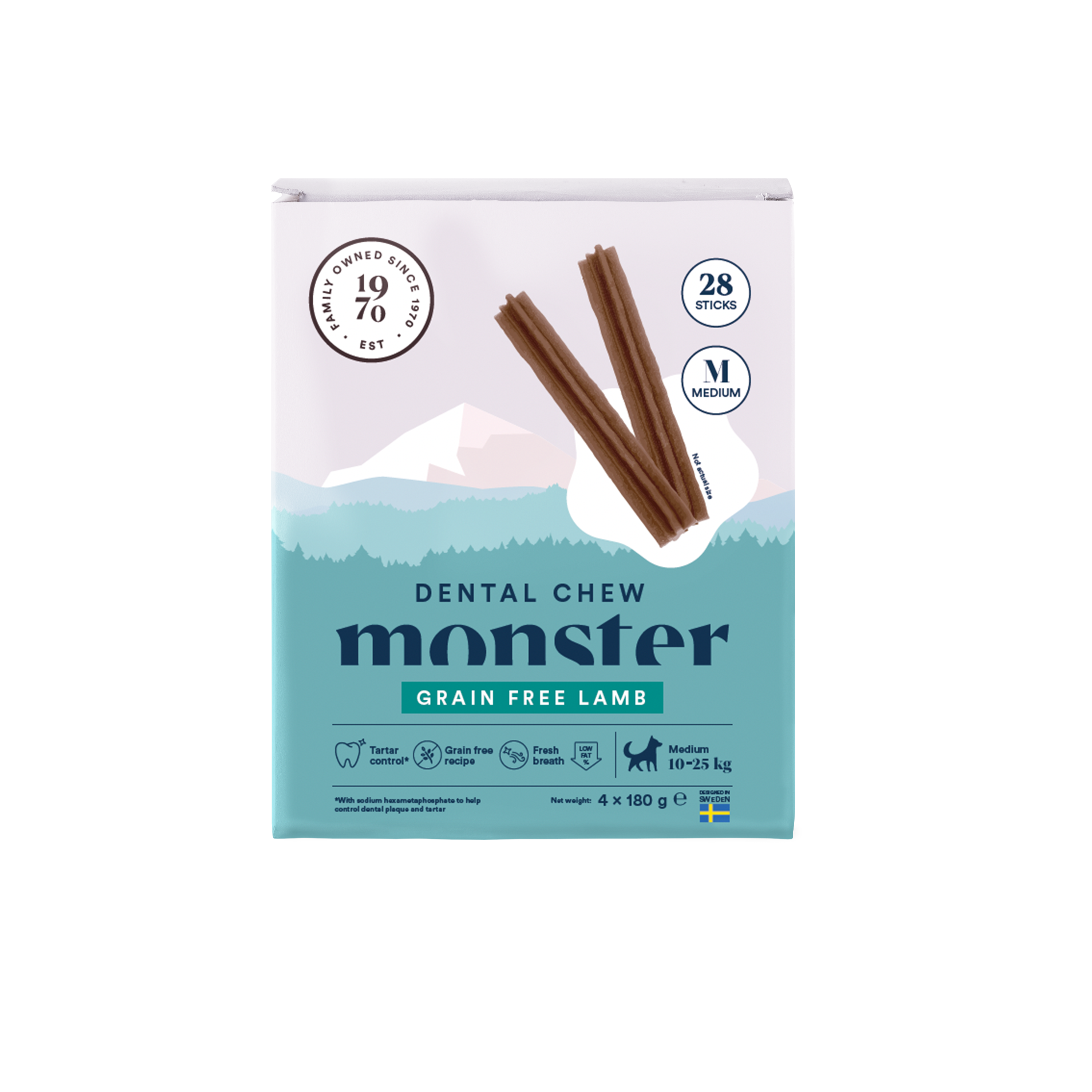 Monster Pet Food Dog Dental Chew Lamb Medium Month 28 stk. 720g - Hund - Hundegodbiter & tyggebein - Dental tyggebein & tanntyggebein - Monster Pet Food