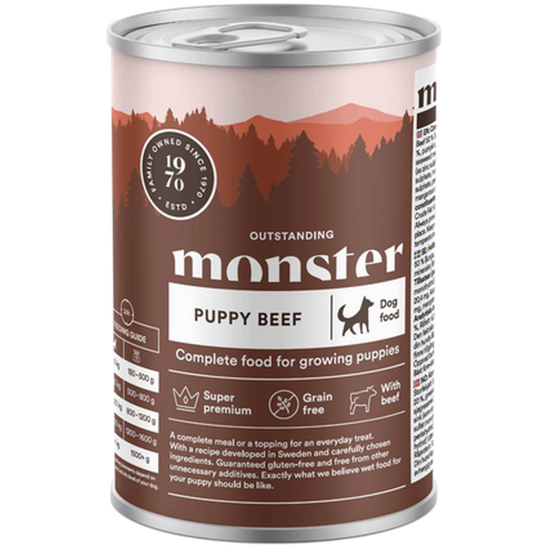 Monster Pet Food Dog Puppy Beef på boks 400 g x 6 - Hund - Hundefôr & hundemat - Våtfôr & våtmat - Monster Pet Food