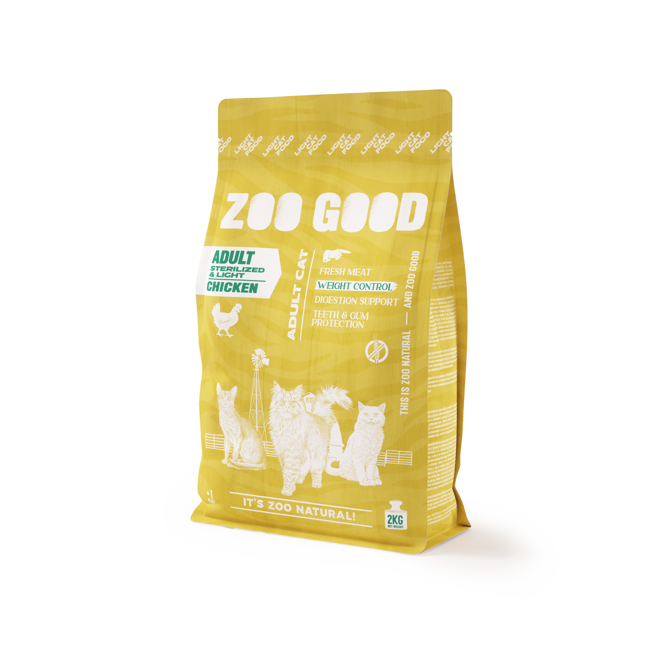 ZOO GOOD Sterilisert Adult Weight Loss/Light - Kornfri kylling 2 kg - Katt - Kattefôr & kattemat - Tørrfôr for katt - ZOO GOOD