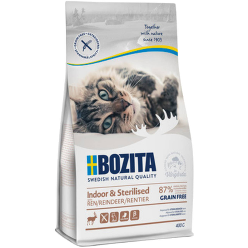Bozita Katt Innendørs og sterilisert, kornfritt reinsdyr 400 g - Katt - Kattefôr & kattemat - Tørrfôr for katt - Bozita Katt