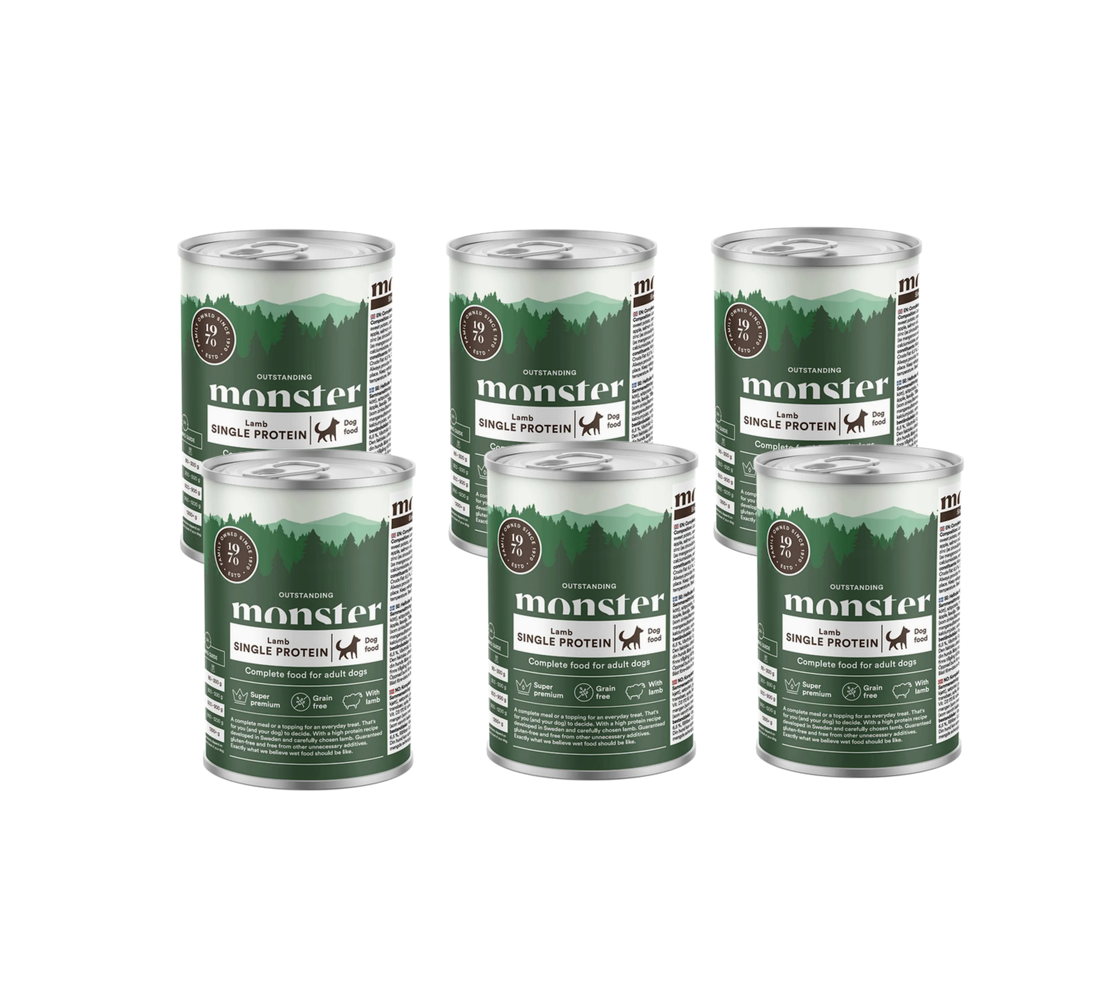Monster Pet Food Dog Adult Single Lamb Burk 400 g x 6 - Hund - Hundefôr & hundemat - Våtfôr & våtmat - Monster Pet Food