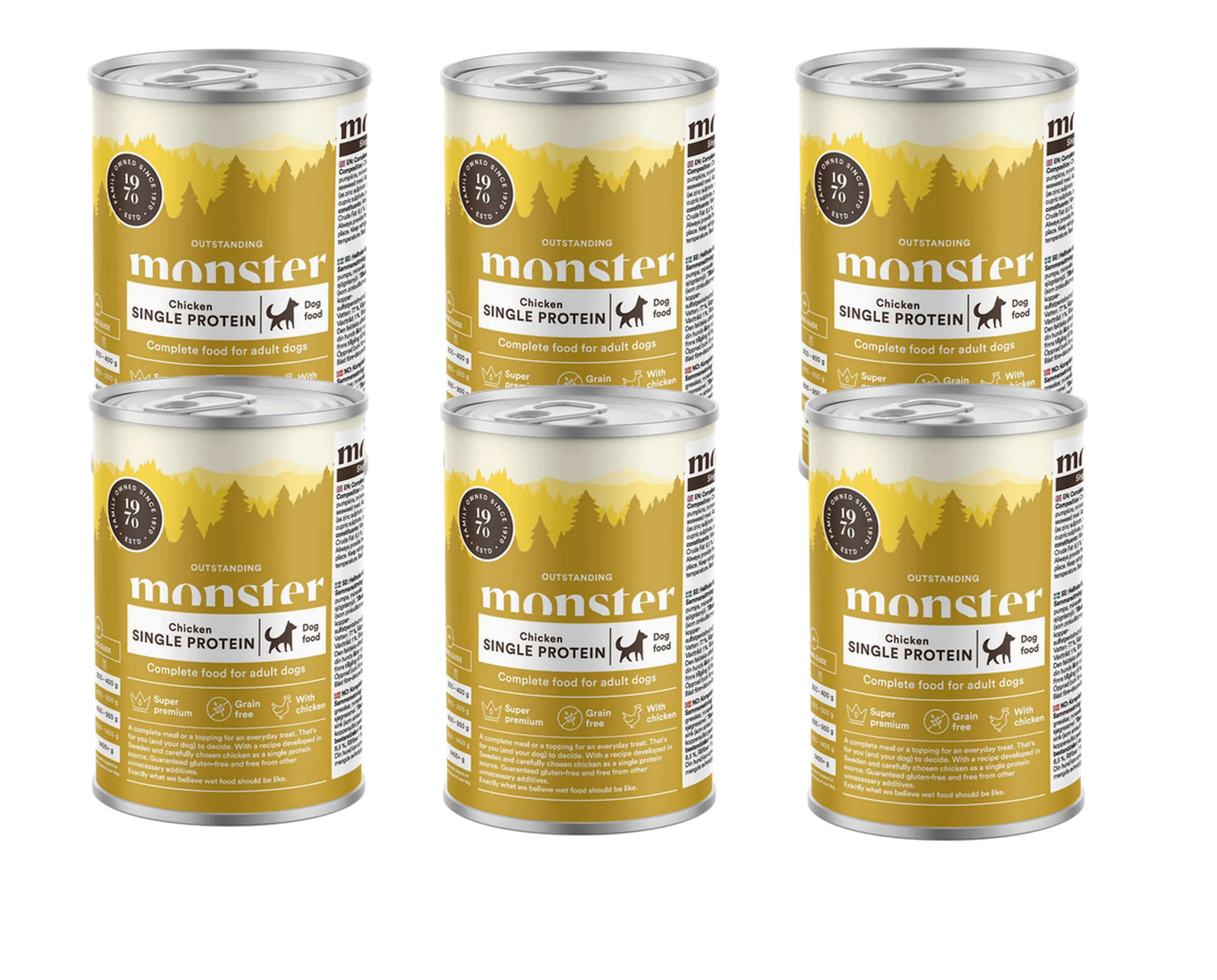 Monster Pet Food Dog Adult Single Chicken Burk 400 g x 6 - Hund - Hundefôr & hundemat - Våtfôr & våtmat - Monster Pet Food