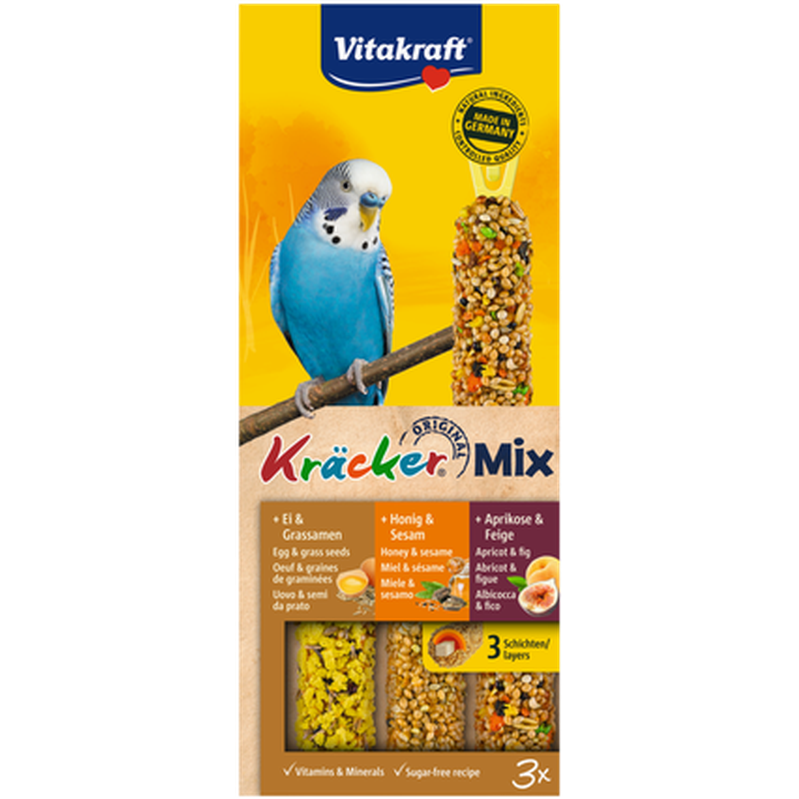Vitakraft Kjeks Undulat Honning/Egg/Frukt 3-pk. - Fugl - Fuglegodteri & kräcker - Frøstenger & frøkolber - Vitakraft
