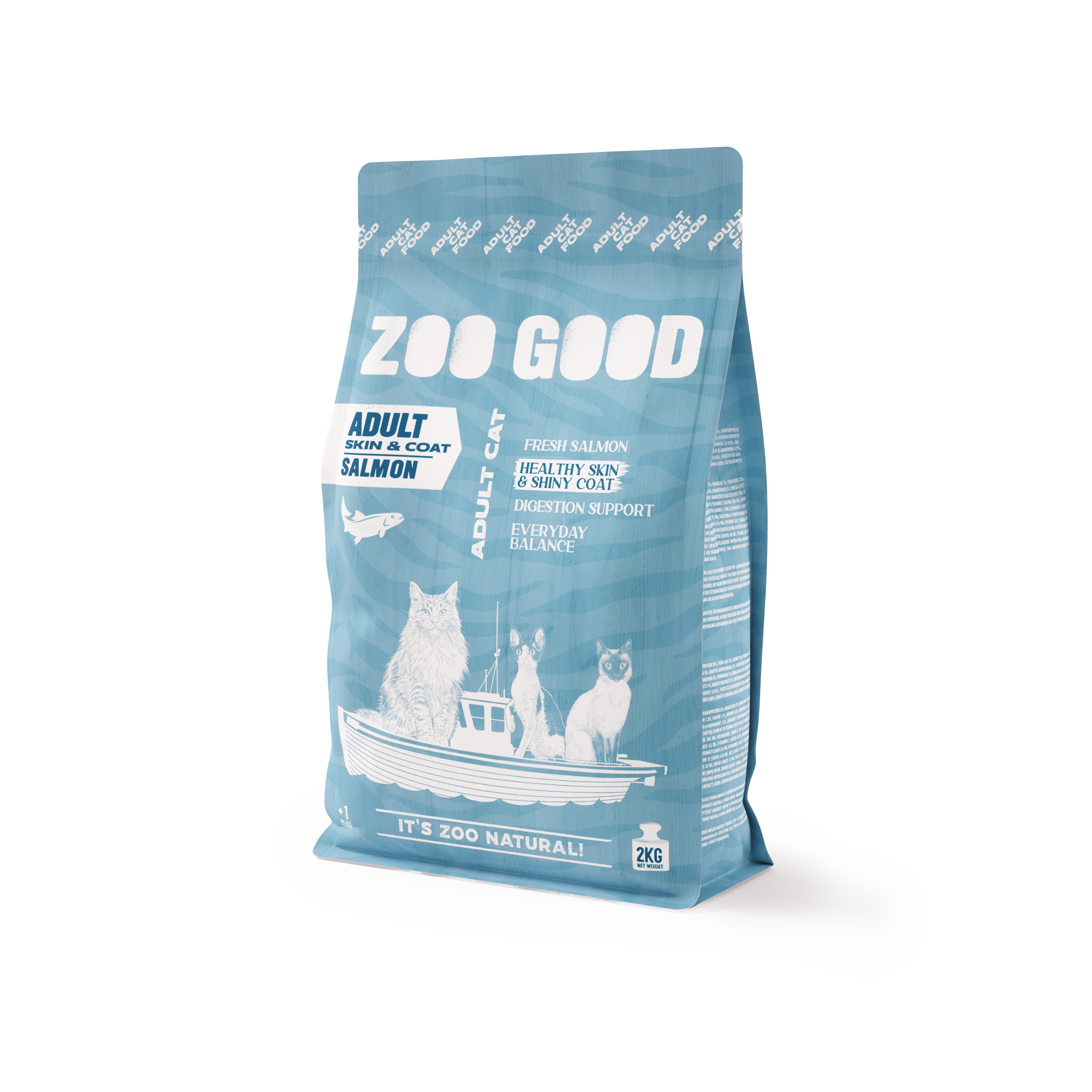 ZOO GOOD Adult Skin & Coat - Kornfri fisk 2 kg - Katt - Kattefôr & kattemat - Tørrfôr for katt - ZOO GOOD