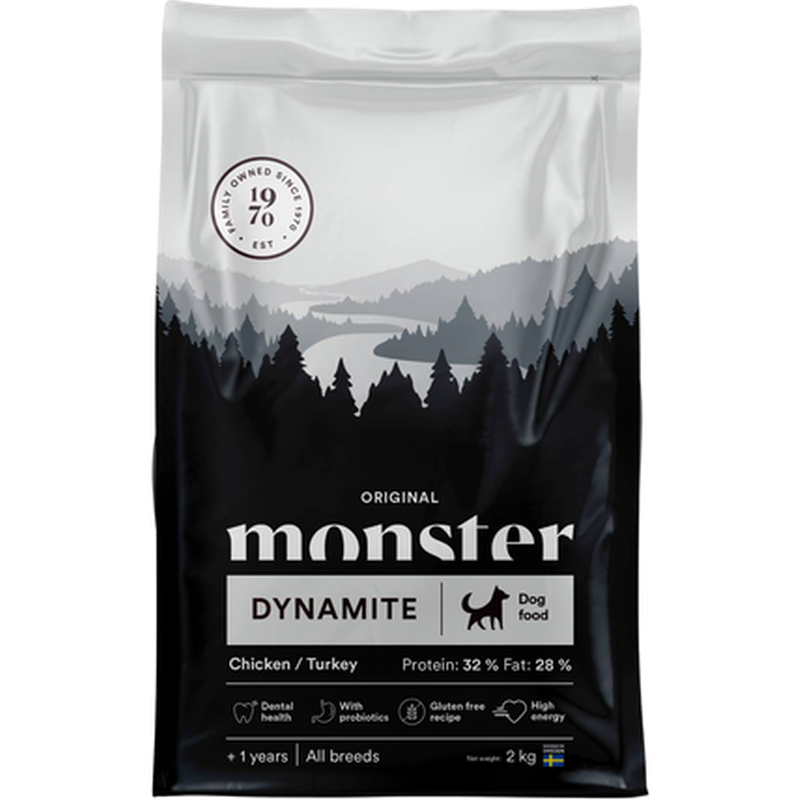 Monster Pet Food Dog Original Dynamite Kylling/Kalkun All Breed 12 kg - Hund - Hundefôr & hundemat - Tørrfôr for hund - Monster Pet Food