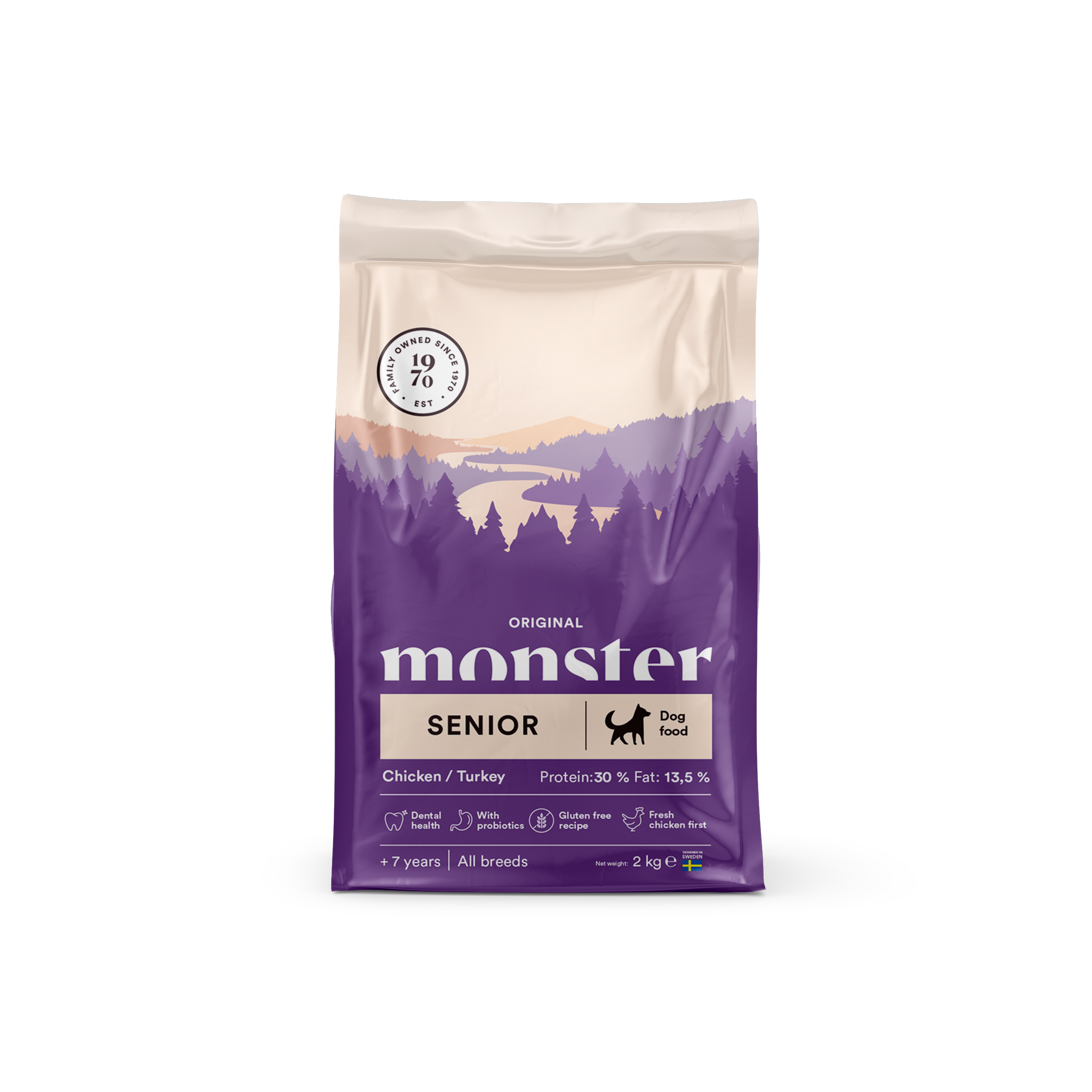 Monster Pet Food Dog Original Senior Kylling/Kalkun 2 kg - Hund - Hundefôr & hundemat - Tørrfôr for hund - Monster Pet Food