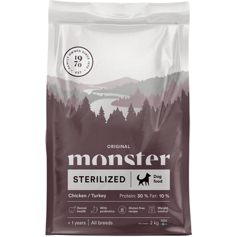 Monster Pet Food Dog Original Sterilisert kylling/kalkun All Breed 12 kg - Hund - Hundefôr & hundemat - Tørrfôr for hund - Monster Pet Food