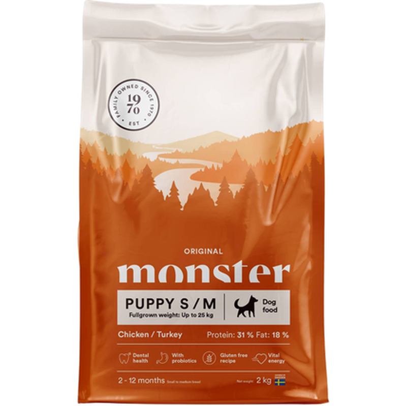 Monster Pet Food Dog Original Puppy S/M Kylling/kalkun 12 kg - Hund - Hundefôr & hundemat - Tørrfôr for hund - Monster Pet Food