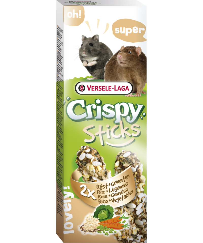 Versele-Laga CrispySticks Hamster-rotte ris/grønnsaker 2-pk. - Smådyr - Godbiter og gnagestenger - Frøstenger og Kräcker - Versele-Laga