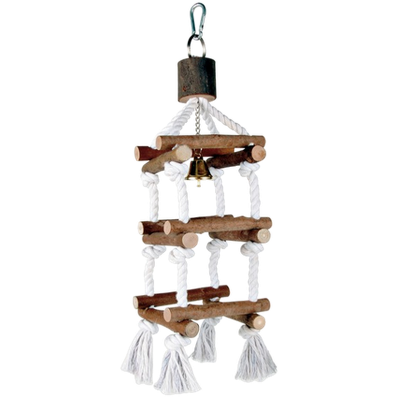 Trixie Natural Living Tower med tau og bjelle Brun 34 cm - Fugl - Fugleleker - Leketøy i naturmateriale - Trixie