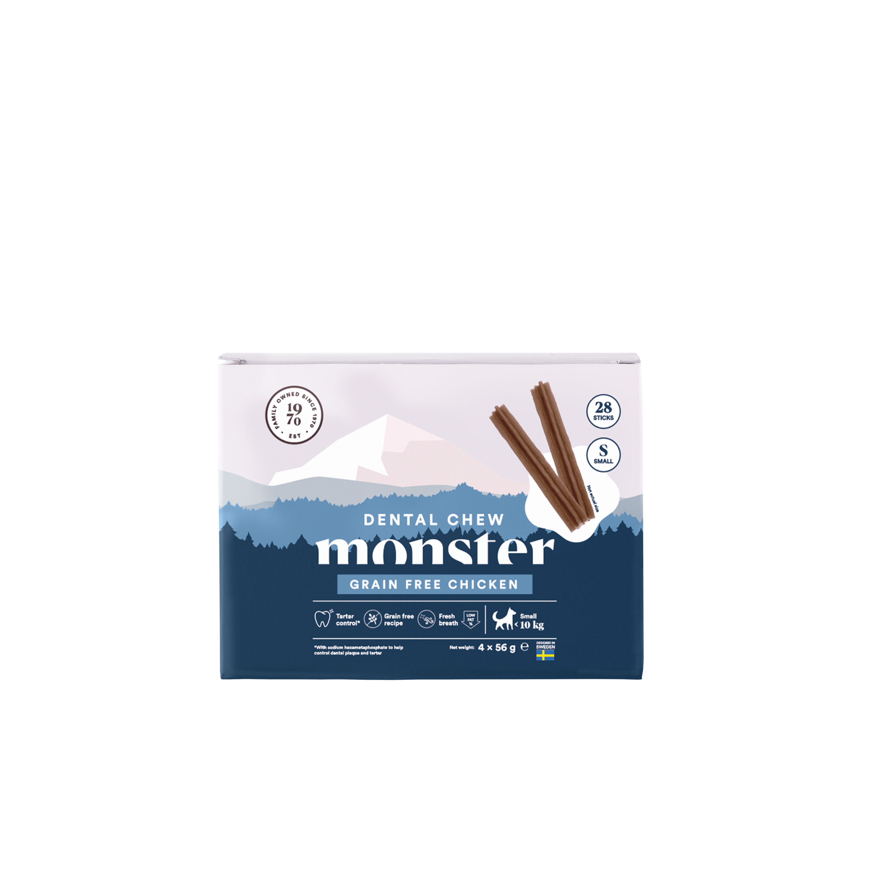 Monster Pet Food Dog Dental Chew Grain Free Chicken Small Month 28 stk. 224 g - Hund - Hundegodbiter & tyggebein - Dental tyggebein & tanntyggebein - Monster Pet Food