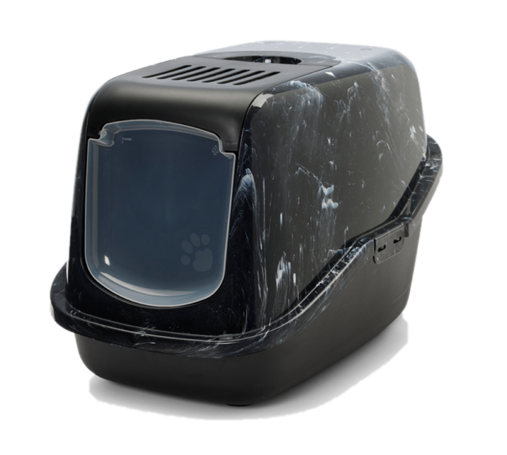Savic Katteboks Nestor Marble Black White-Black 56x39x38cm. - Katt - Kattedo & kattetoalett - Kattedo & kattetoalett med tak - Savic