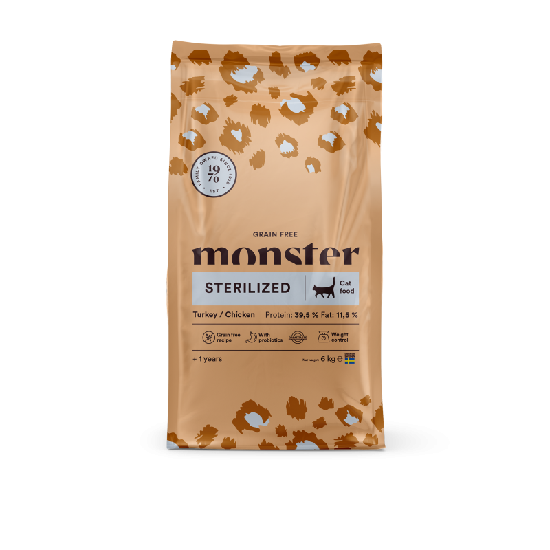 Monster Pet Food Katt Kornfri sterilisert kalkun/kylling 6 kg - Katt - Kattefôr & kattemat - Tørrfôr for katt - Monster Pet Food