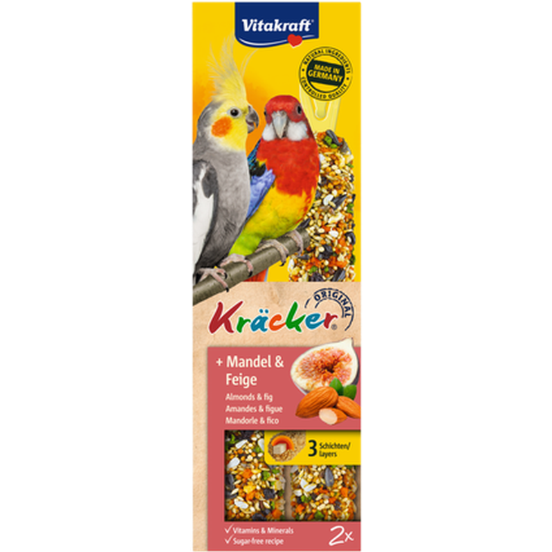 Vitakraft Kracker Cockatiel fuglemat Mandler-Fig 2-pk. - Fugl - Fuglegodteri & kräcker - Frøstenger & frøkolber - Vitakraft