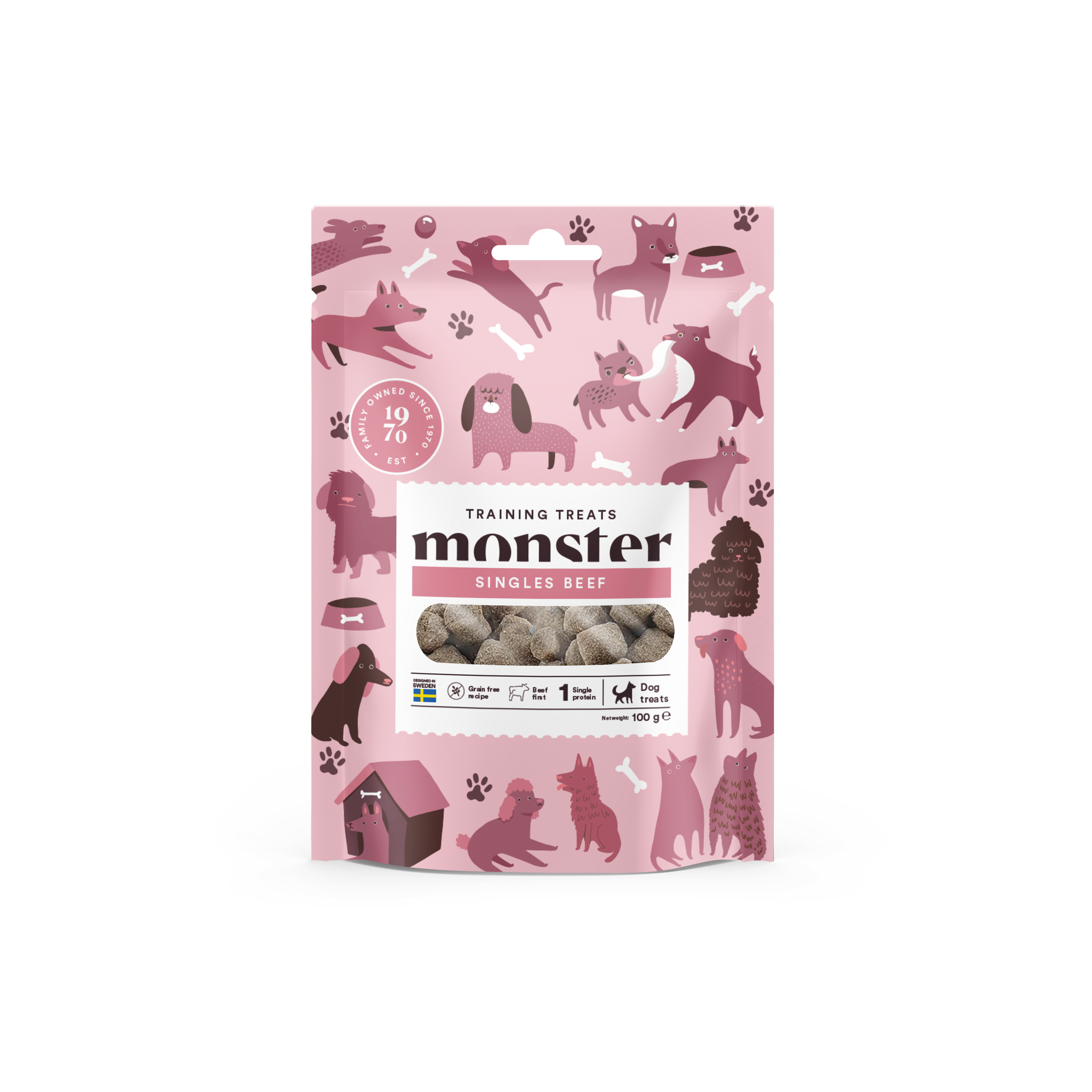 Monster Pet Food Hundetreningsgodbiter av oksekjøtt 100 g - Hund - Hundegodbiter & tyggebein - Belønningsgodbiter for hund - Monster Pet Food