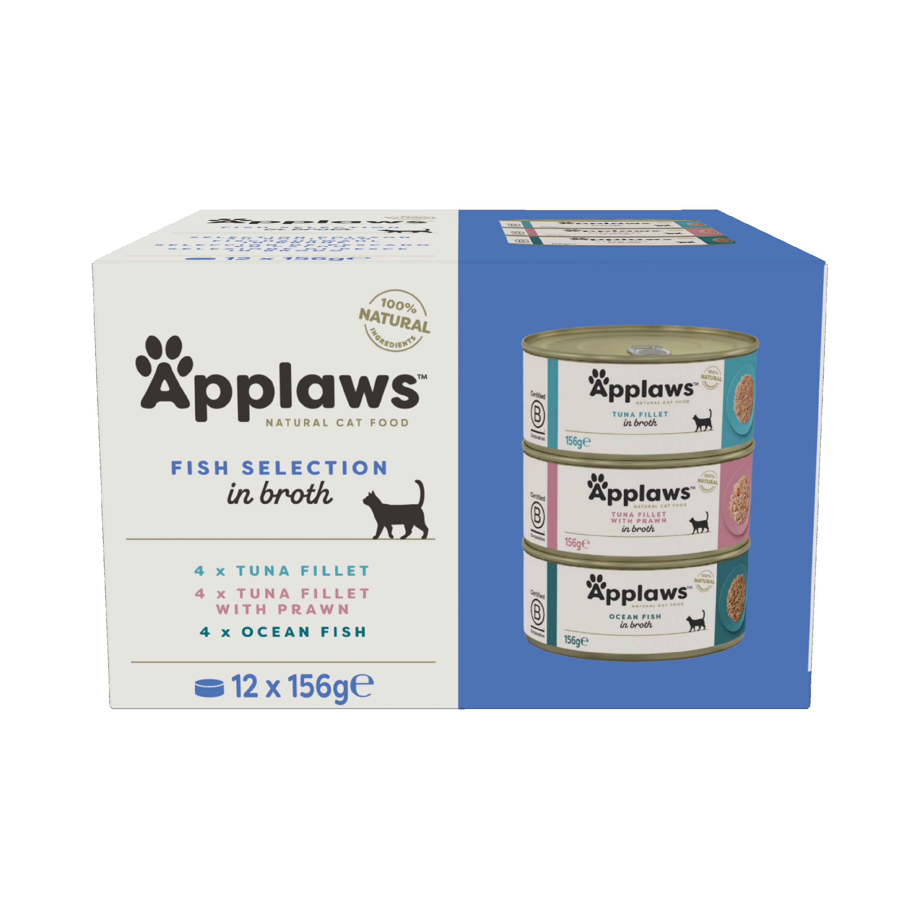 Applaws Cat Tins Fish Selection i kjøttkraft 12x156 g - Katt - Kattefôr & kattemat - Våtfôr og våtmat - Applaws